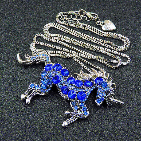 Blue Unicorn Pearl and Crystal Necklace