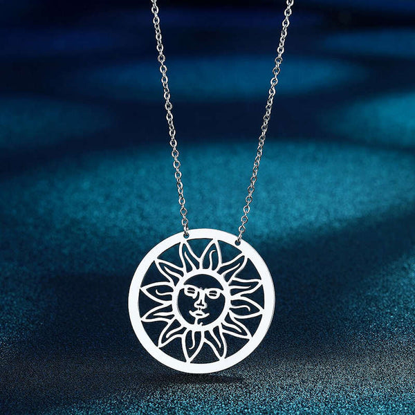 Sterling Silver Sun & Moon Eclipse Pendant Necklace