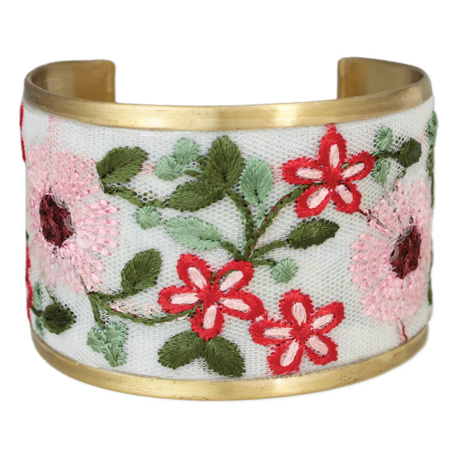 Vintage Floral Embroidered Cuff Bracelet