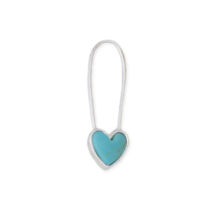 Turquoise Heart Safety Pin Earring