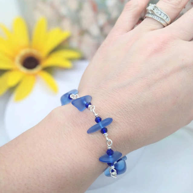 Cobalt Blue Beach Glass Bracelet