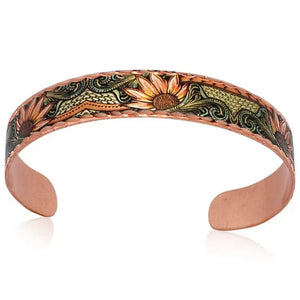 Copper Sunflower Cuff Bracelet