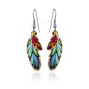 Double Feather Drop Earrings