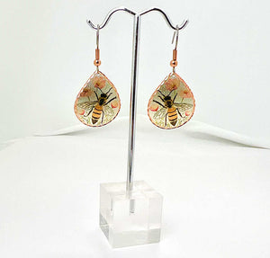 Copper bee earrings