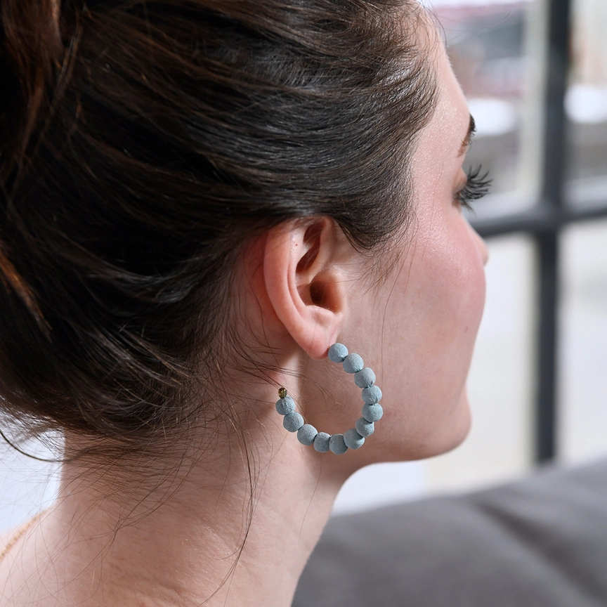 Upcycled Blue Skies Mini Hoops