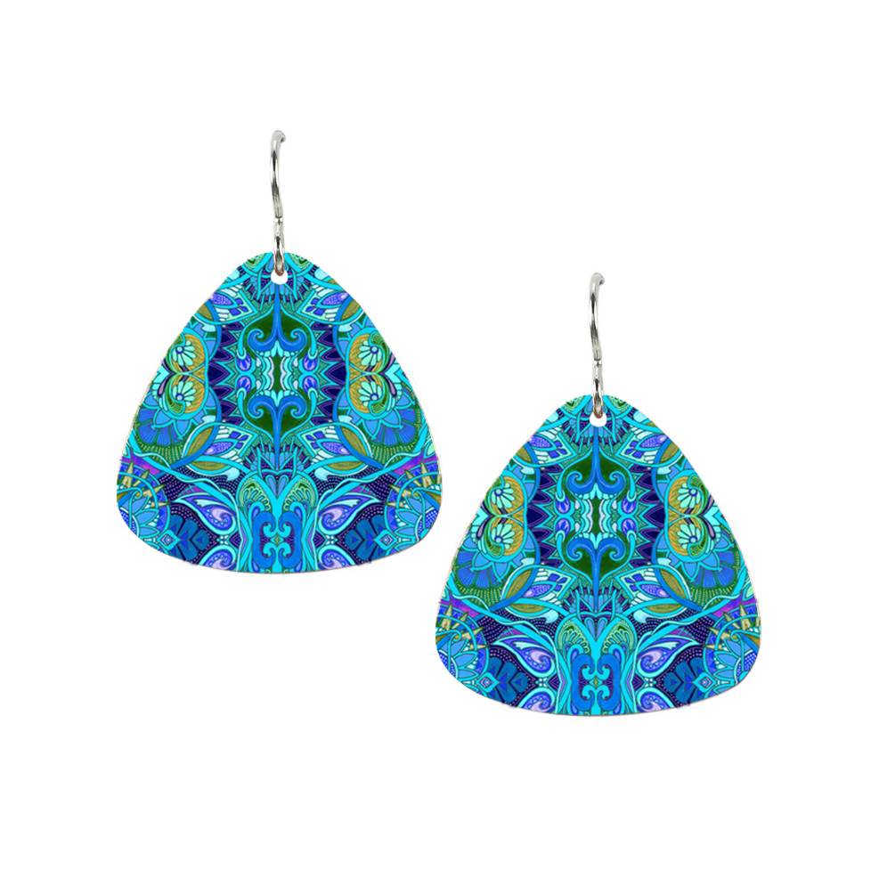 Blue and Green Kaleidoscope Earrings