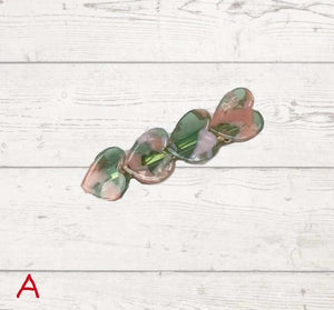 Pink and Green heart hair clip