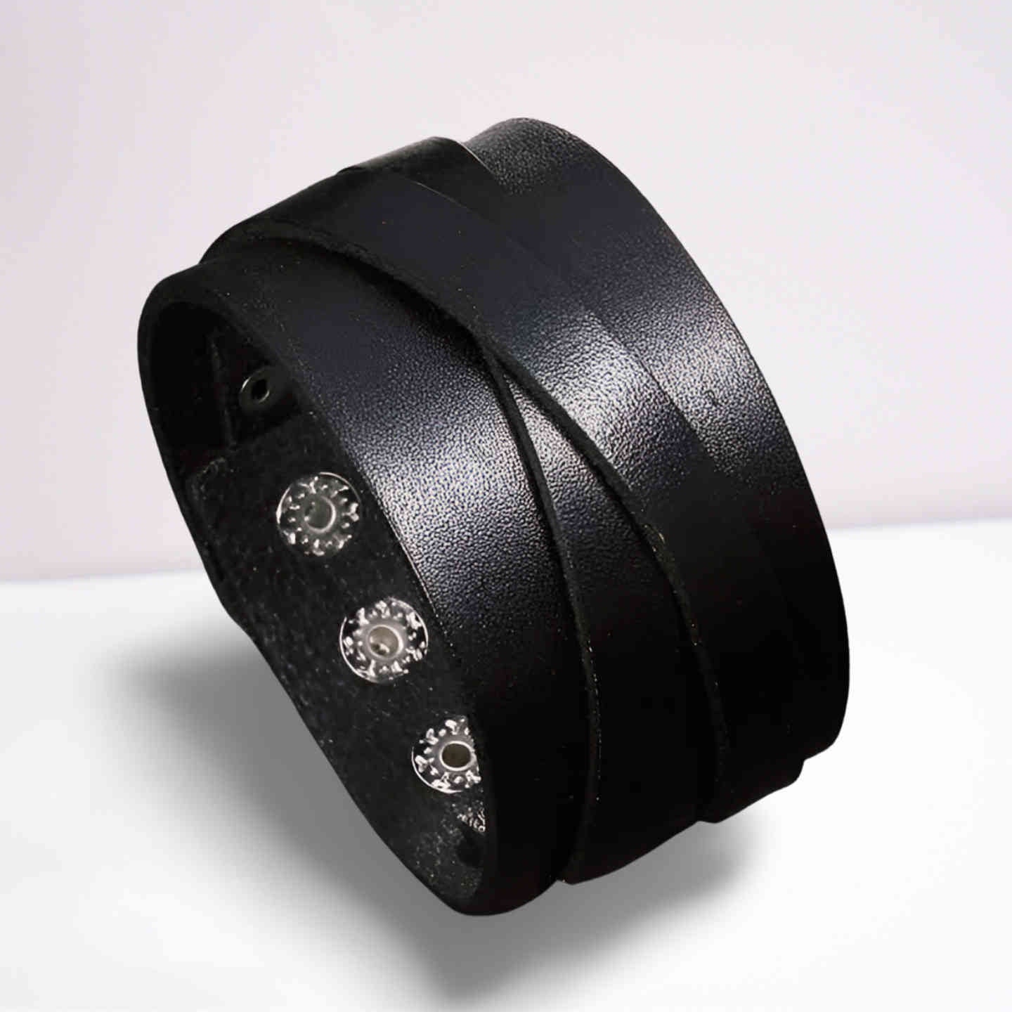 Silver Beaded Leather Wristband | Ciclon