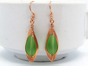 Green and copper earrings