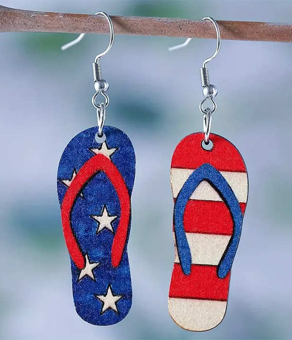 US flag flip flop earrings