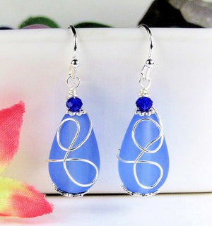 Frosted sea glass earrings