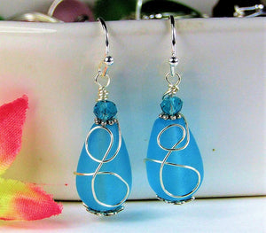 Frosted Glass Silver Earrings