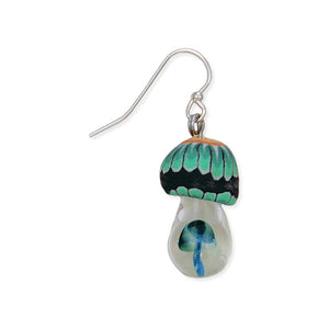 Blue Glass Mushroom Earrings