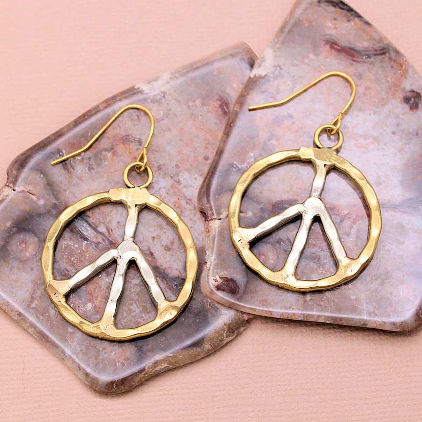 Mixed Metal Peace Earrings