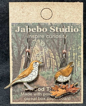 Jabebo wood thrush earrings