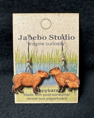 Upcycled capybara earrings