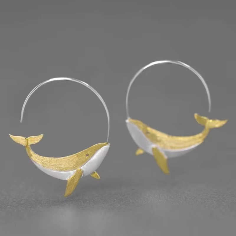 Whale Hoop Earrings