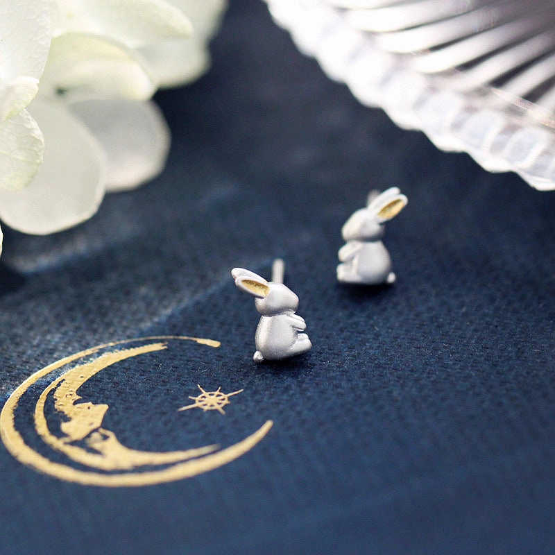 Sterling Silver Bunny Stud Earrings