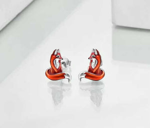 Sterling silver fox stud earrings