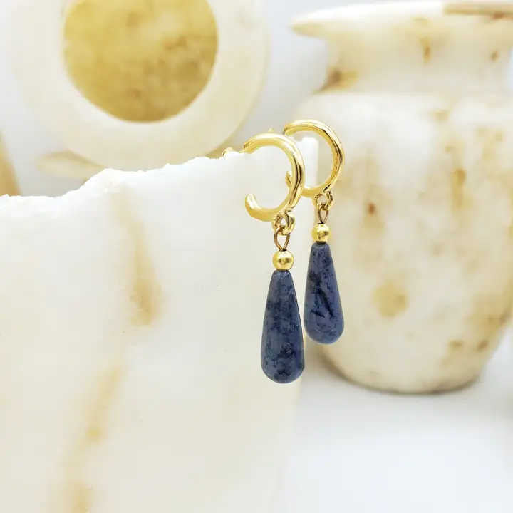 Dumortierite Teardrop Earrings