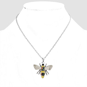 Patterned Bee Pendant Necklace