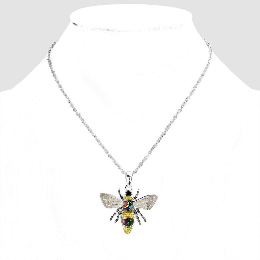 Patterned Bee Pendant Necklace