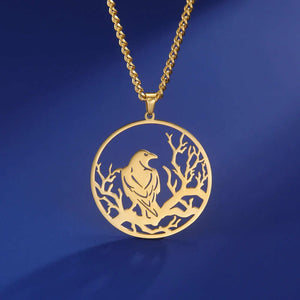 Raven in Tree Necklace