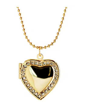 Rhinestone Heart Locket Necklace