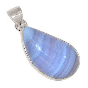 Blue Lace Agate Silver Pendant