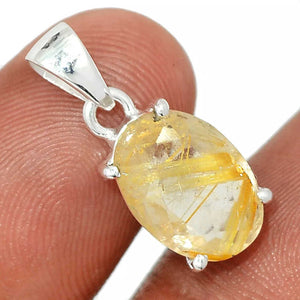 Golden Rutile Silver Pendant