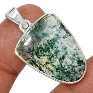 Moss Agate Silver Pendant