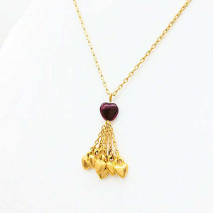 Garnet Heart Necklace with Dangles