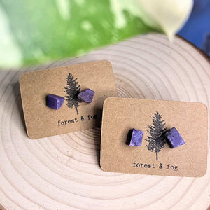 Charoite raw earrings