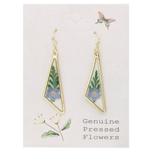 Vintage Blue Dried Flower Earrings