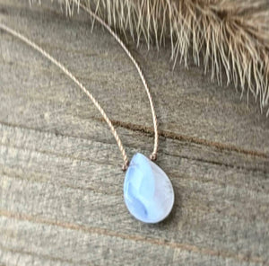 Blue Lace Agate Teardrop  Necklace