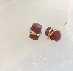 Wire Wrapped Gemstone Earrings