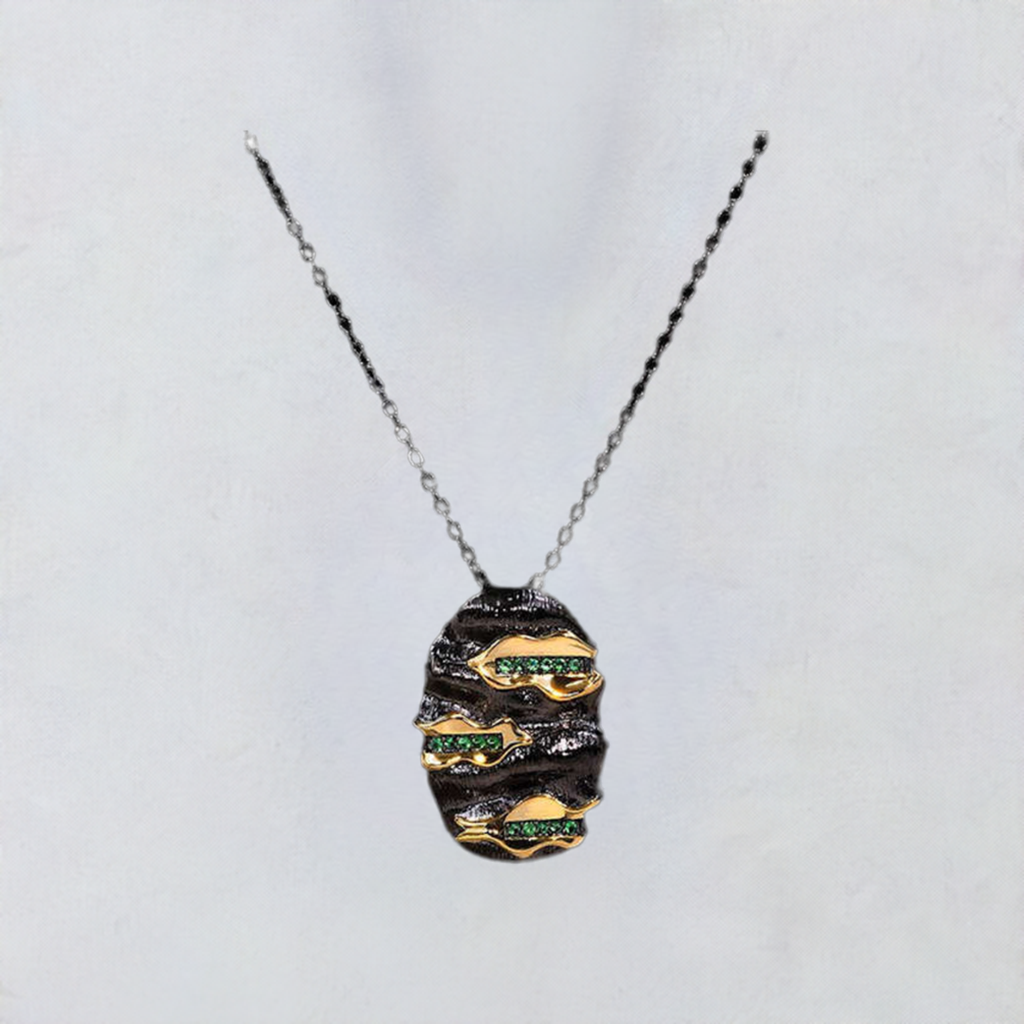 Black and Gold Pendant Necklace