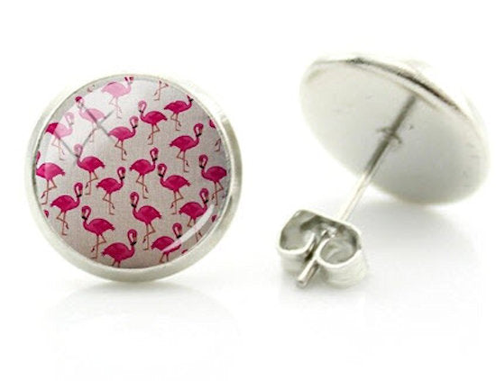 earrings stud flamingos