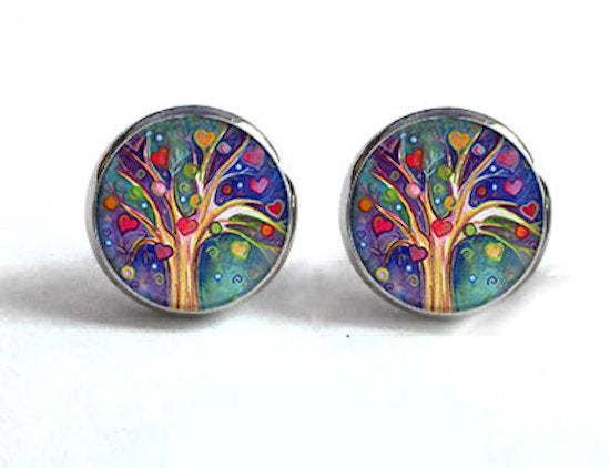 earrings stud tree of life