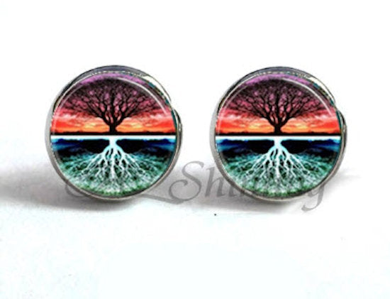 earrings stud tree of life