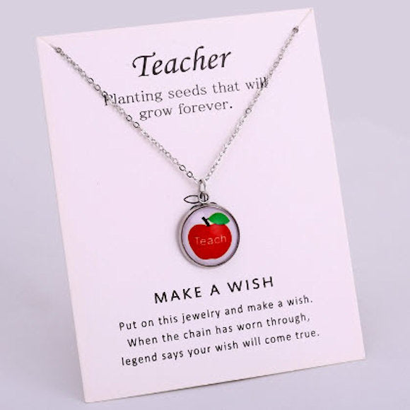 necklace teacher red apple