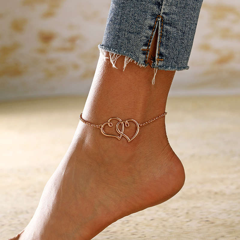 Buy Double Heart Anklet Personalized Heart Ankle Bracelet for Women, Beach  Wedding, Gift for Her, Bridesmaid Gift Silver Gold Rose Gold SM-505 Online  in India - Etsy