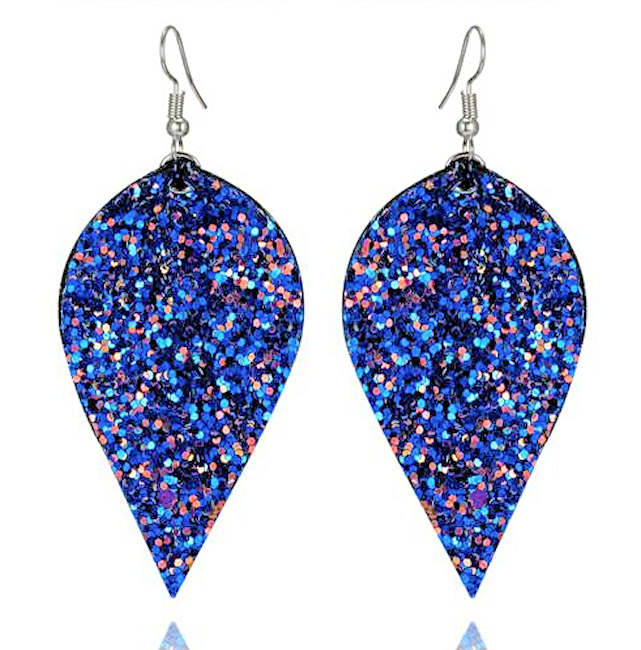 Leather Leaf Teardrop Earrings That Sparkle