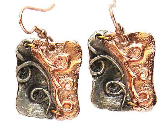 Pewter Earrings Two Tone