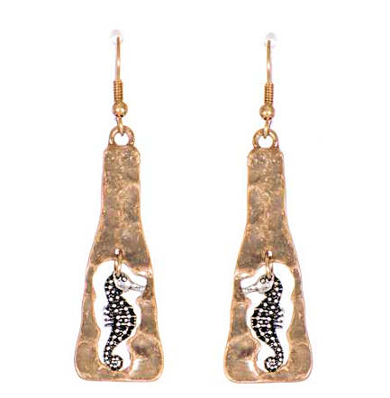 Seahorse 3-D Dangling Earrings