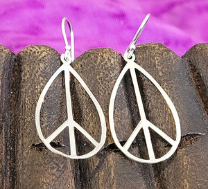 Sterling Silver Oval Peace sign