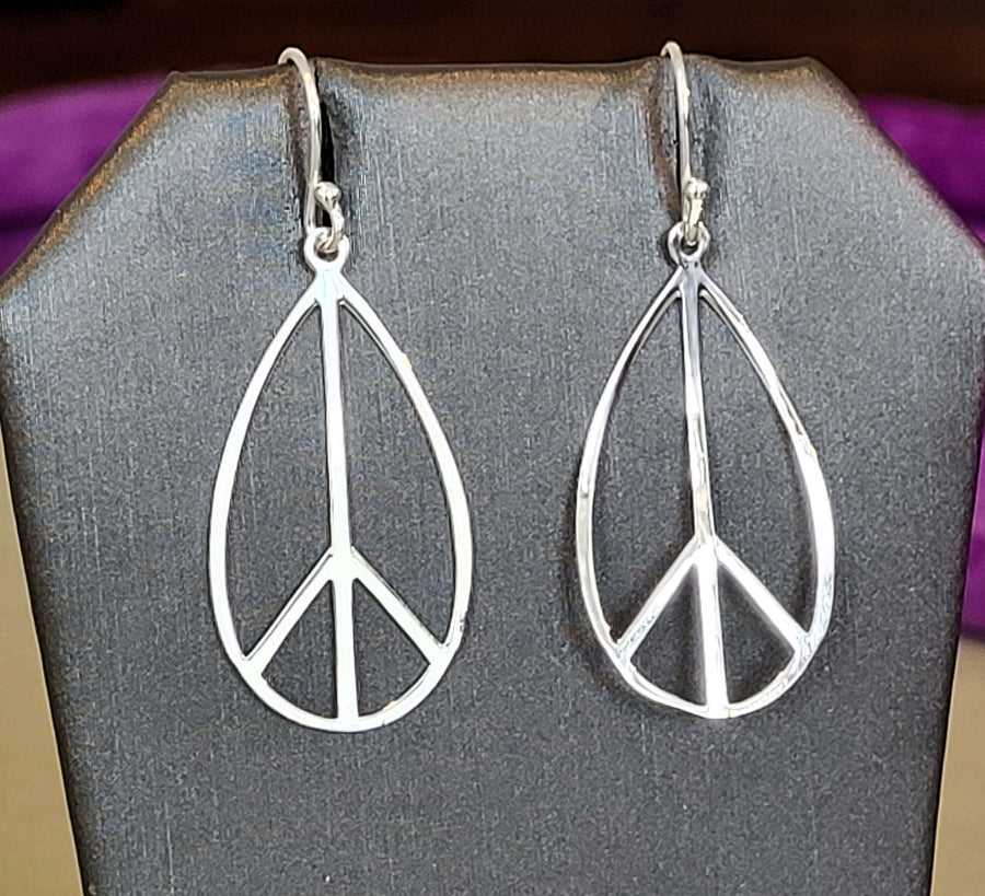 Sterling Silver Oval Peace sign